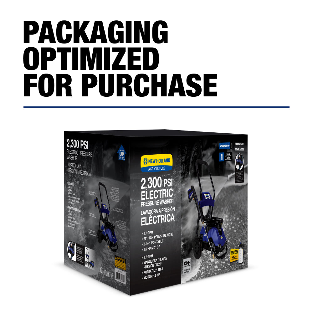 New Holland 2,300PSI 1.7GPM 2 in 1 Electric Pressure Washer