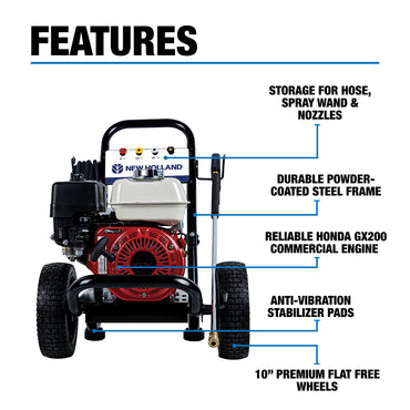 New Holland 3,800PSI 2.5GPM Cold Water Gas Pressure Washer