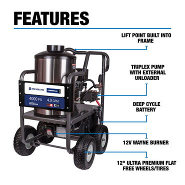New Holland 4,000 PSI 4.0 GPM Hot Water Gas Pressure Washer
