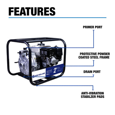 New Holland 2" 200CC 158GPM NPT Semi-Trash Pump