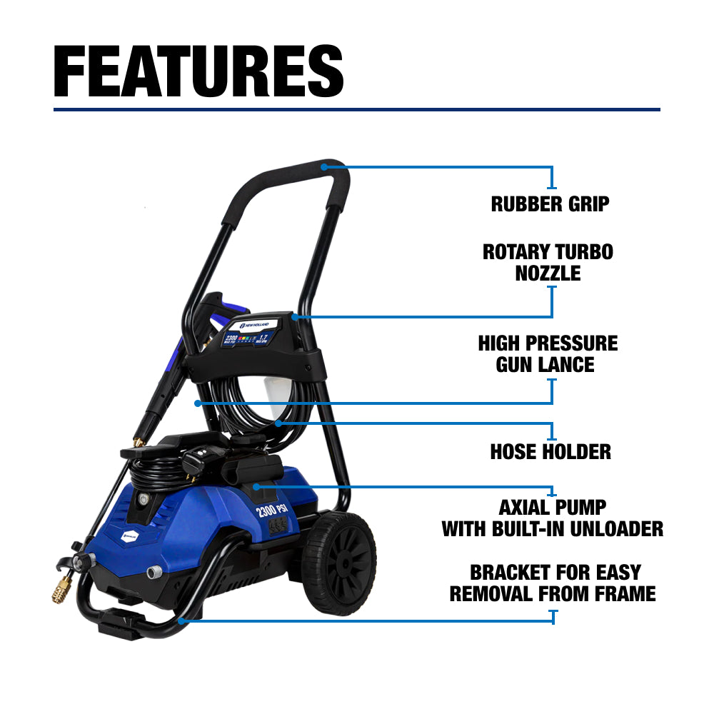 New Holland 2,300PSI 1.7GPM 2 in 1 Electric Pressure Washer