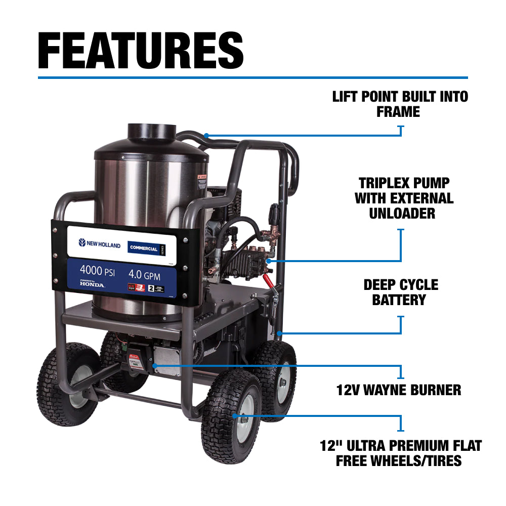 New Holland 4,000 PSI 4.0 GPM Hot Water Gas Pressure Washer