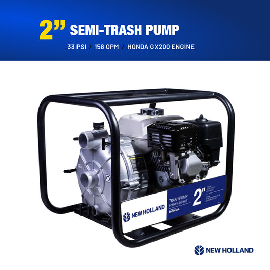 New Holland 2" 200CC 158GPM NPT Semi-Trash Pump
