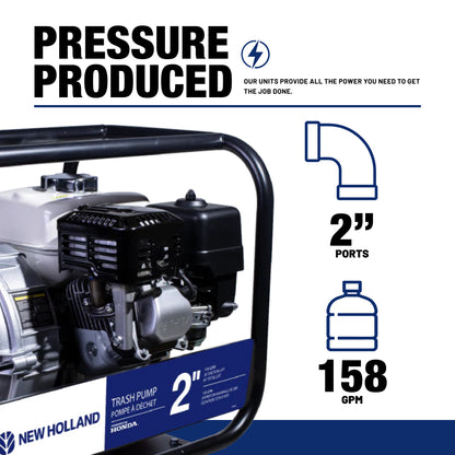 New Holland 2" 200CC 158GPM NPT Semi-Trash Pump