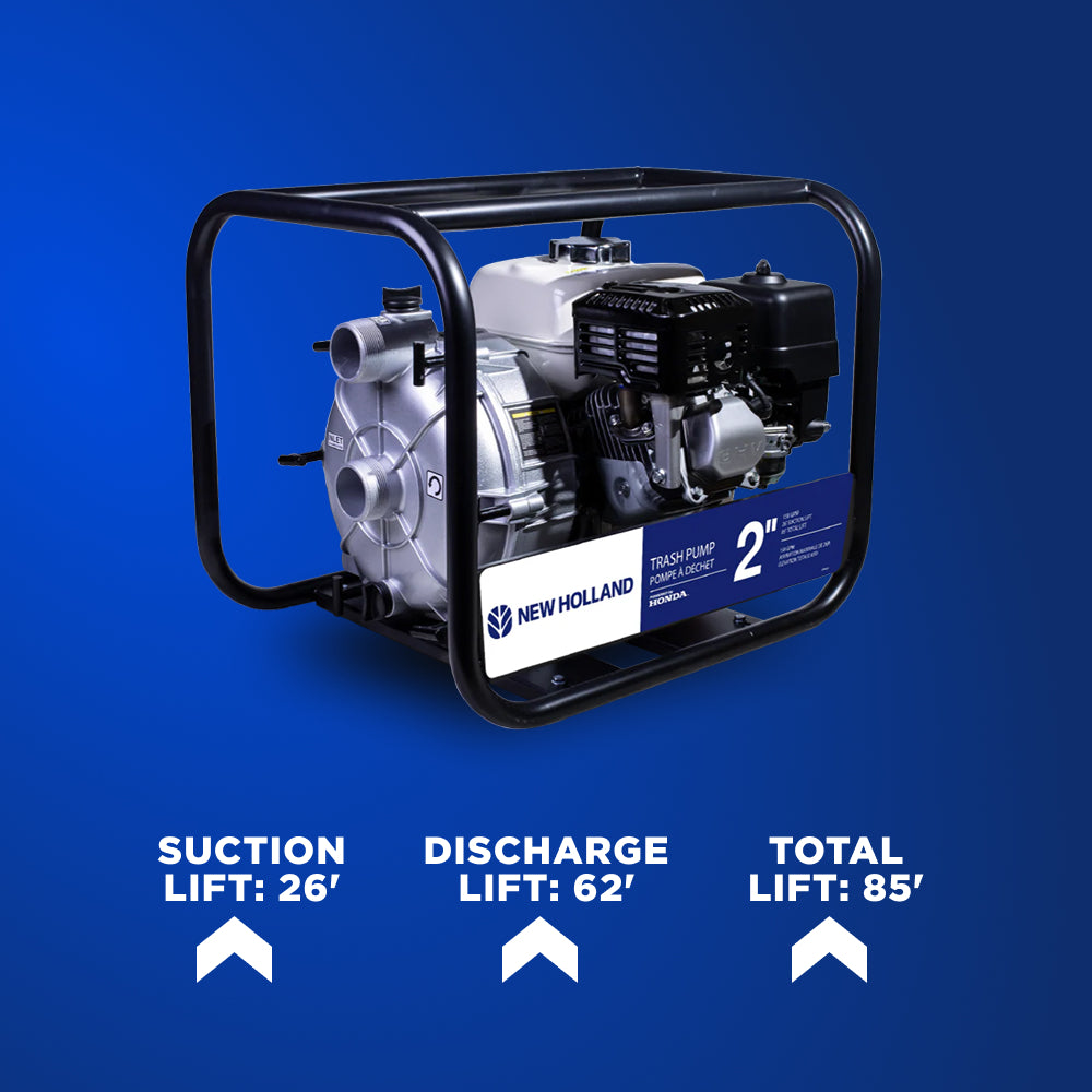 New Holland 2" 200CC 158GPM NPT Semi-Trash Pump